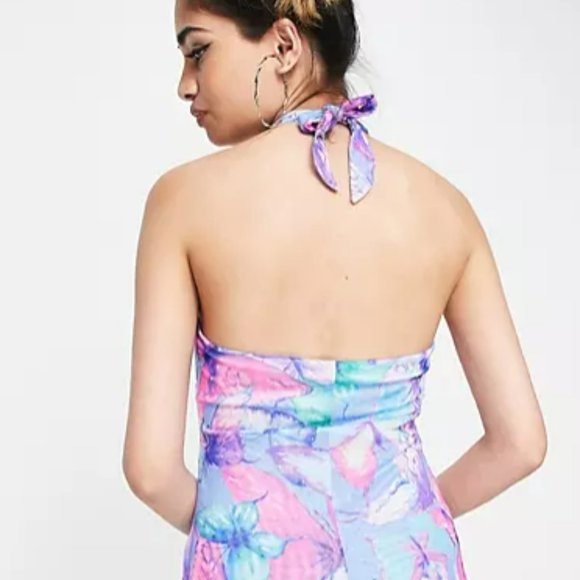 Elsie & Fred halter neck mini dress in butterfly print - Picture 2 of 3